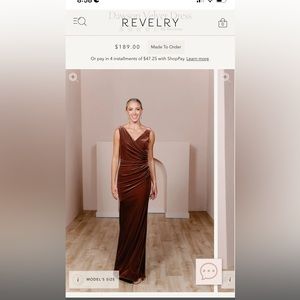 Revelry Mahogany velvet Dawson bridesmaid dress size 8 not altered
